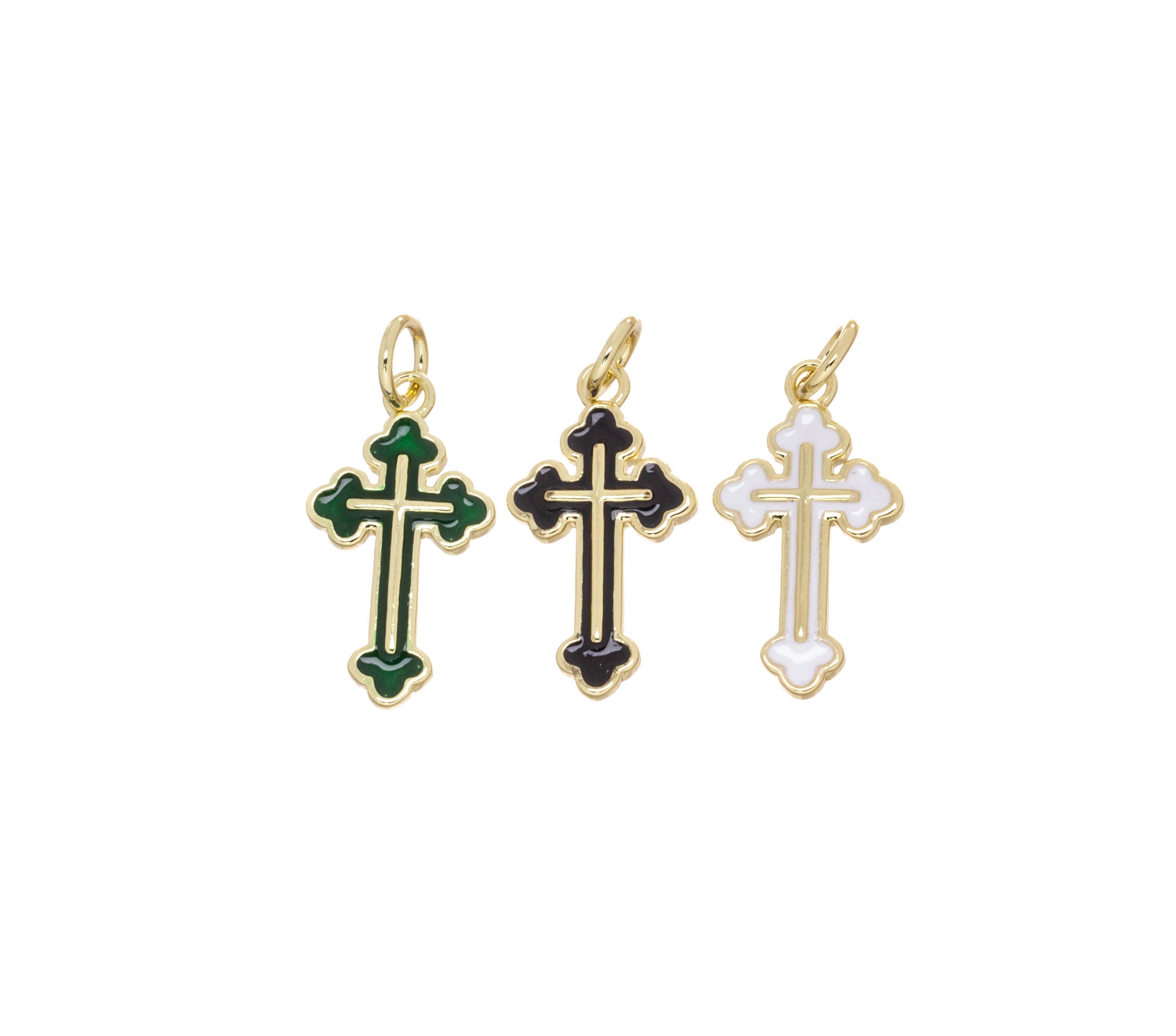 Jewel Pledge - Wholesale Individual Charm/Pendant - Assorted Gold samll Cross Charms for Jewelry Making CPG26662