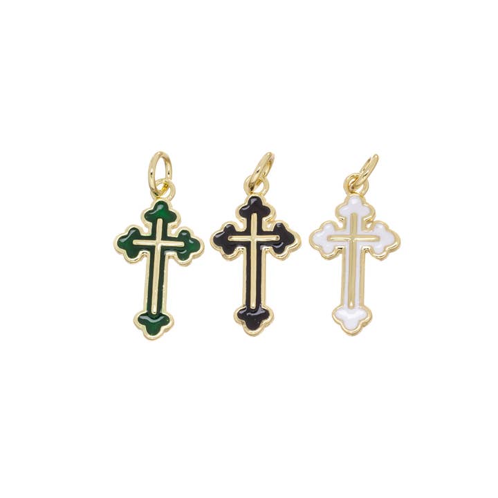 Jewel Pledge - Wholesale Individual Charm/Pendant - Assorted Gold samll Cross Charms for Jewelry Making CPG26662