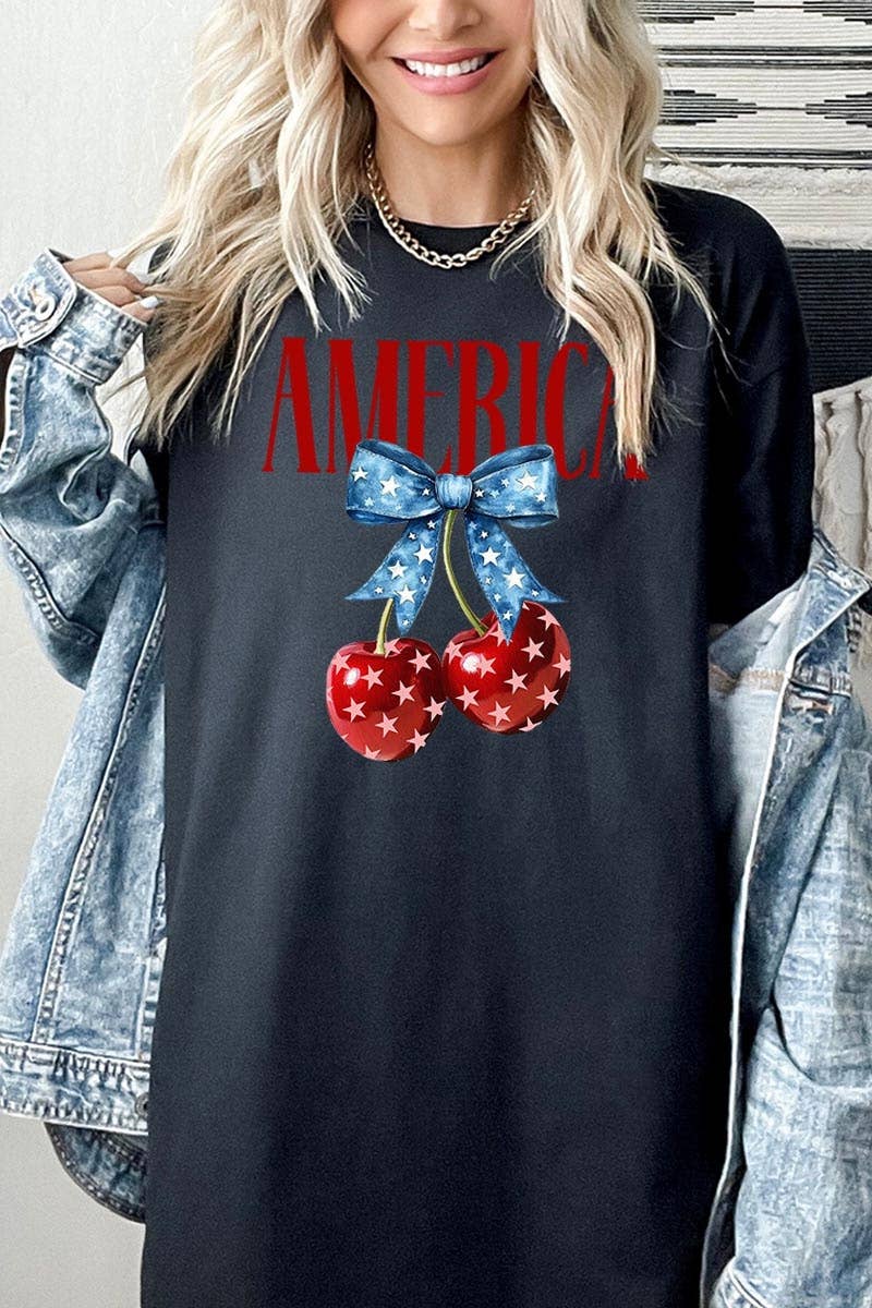 COLORBEAR - Wholesale T-Shirt (Graphic) - Women's - America Cherries Graphic Heavy Cotton Tee12