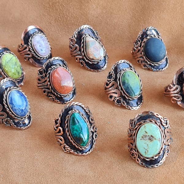 Handcrafted Natural Stone Ring Collection – Copper for wholesale by Shemo
