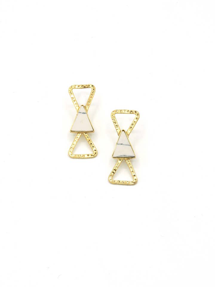 Triple Triangle Marbled Stud Earrings for wholesale by Fair Anita