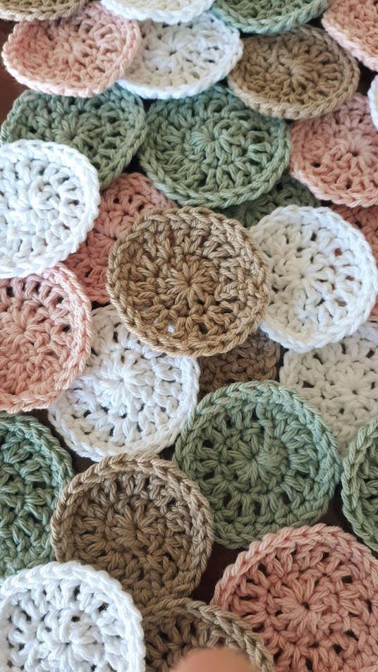 Clover Garden Crafts - Vente Gant de toilette - Disques démaquillants en coton crocheté réutilisables doux 3"2