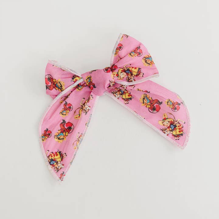Golden Dot Lane - Wholesale Hair Bow - Kids - Vintage Cutie Cupid Cowboy 4" Cotton Serged Hair Bow