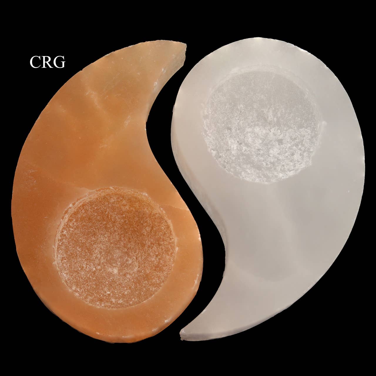 Crystal River Gems LLC - Wholesale Candle Holder - 1 SET - Selenite Yin and Yang Candle Holders / 4-4.5" AVG2