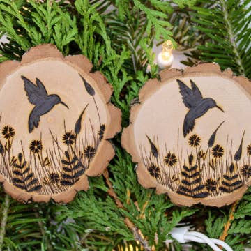 Northern Dreams Design - Wholesale Ornament - Hummingbird Wood Slice Ornament