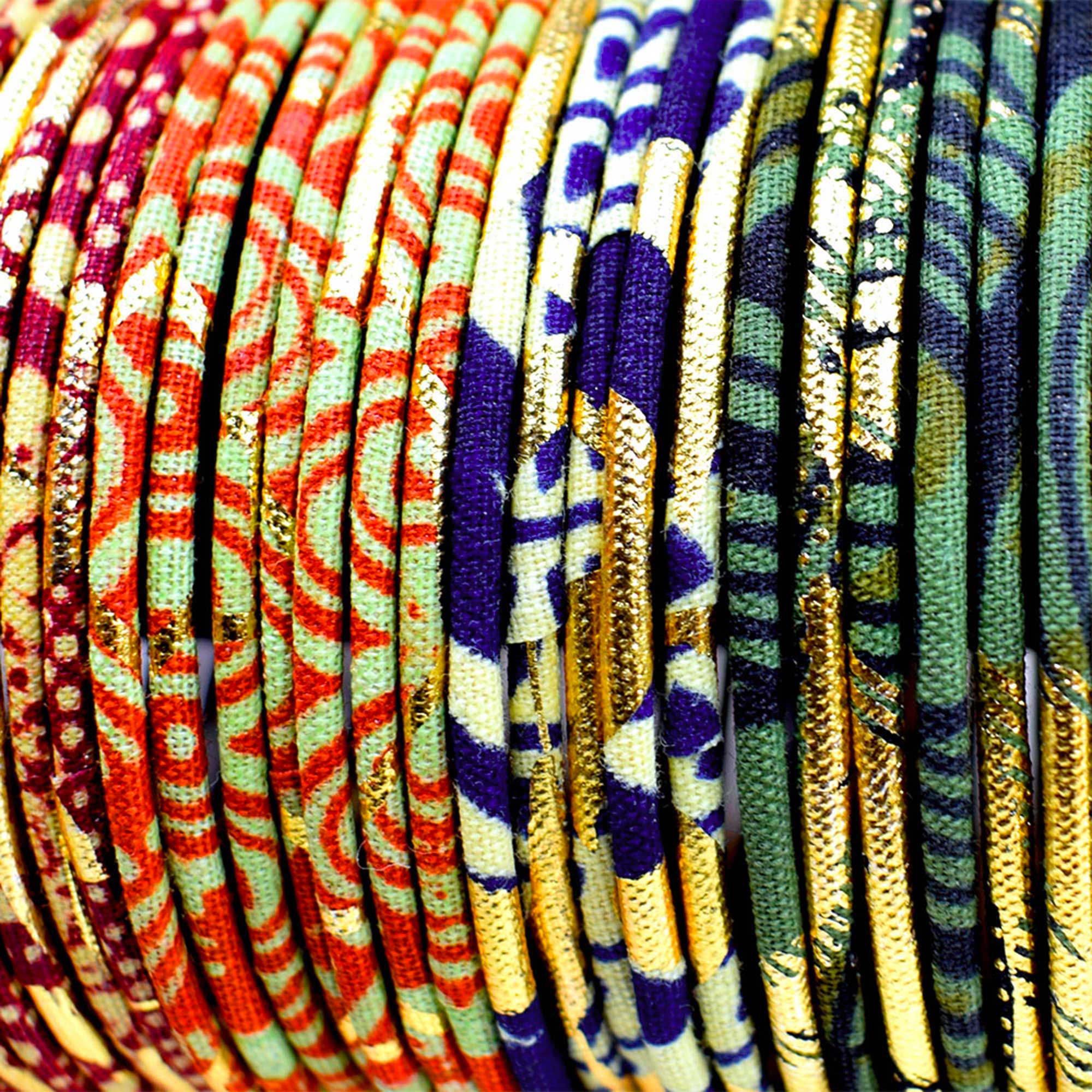 Melokane – Großhandel Armreif – Dünne Armbänder in Marineblau und Gold-Wachstuch – Größen S oder M4