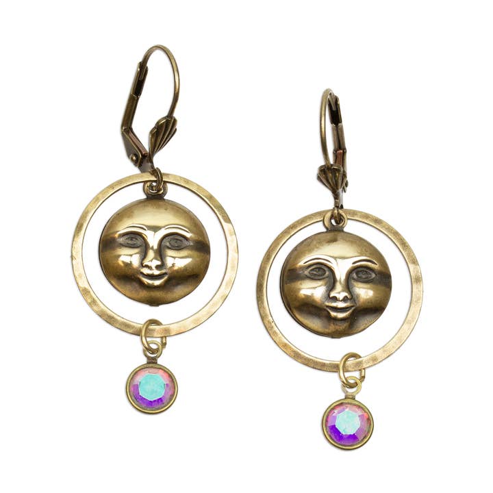 Luna Crystal Charm Earrings (Leverbacks) for wholesale by Anne Koplik Designs, Inc.