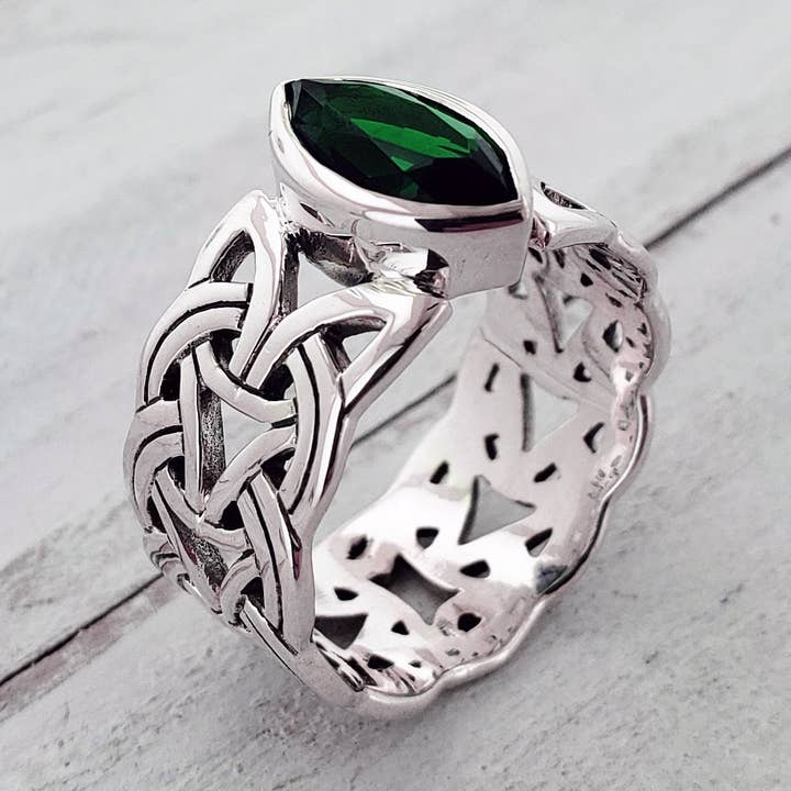 Borre-nod Sterling Silver Vikingring med Marquise-ädelsten för wholesale av Silver Insanity