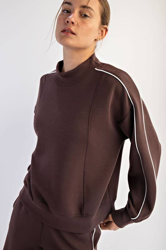 Sunday Morning - Vendita all'ingrosso Felpa - Donna - T540037-Top a Collo Alto in Modal Scuba con Due Righe a Contrasto21