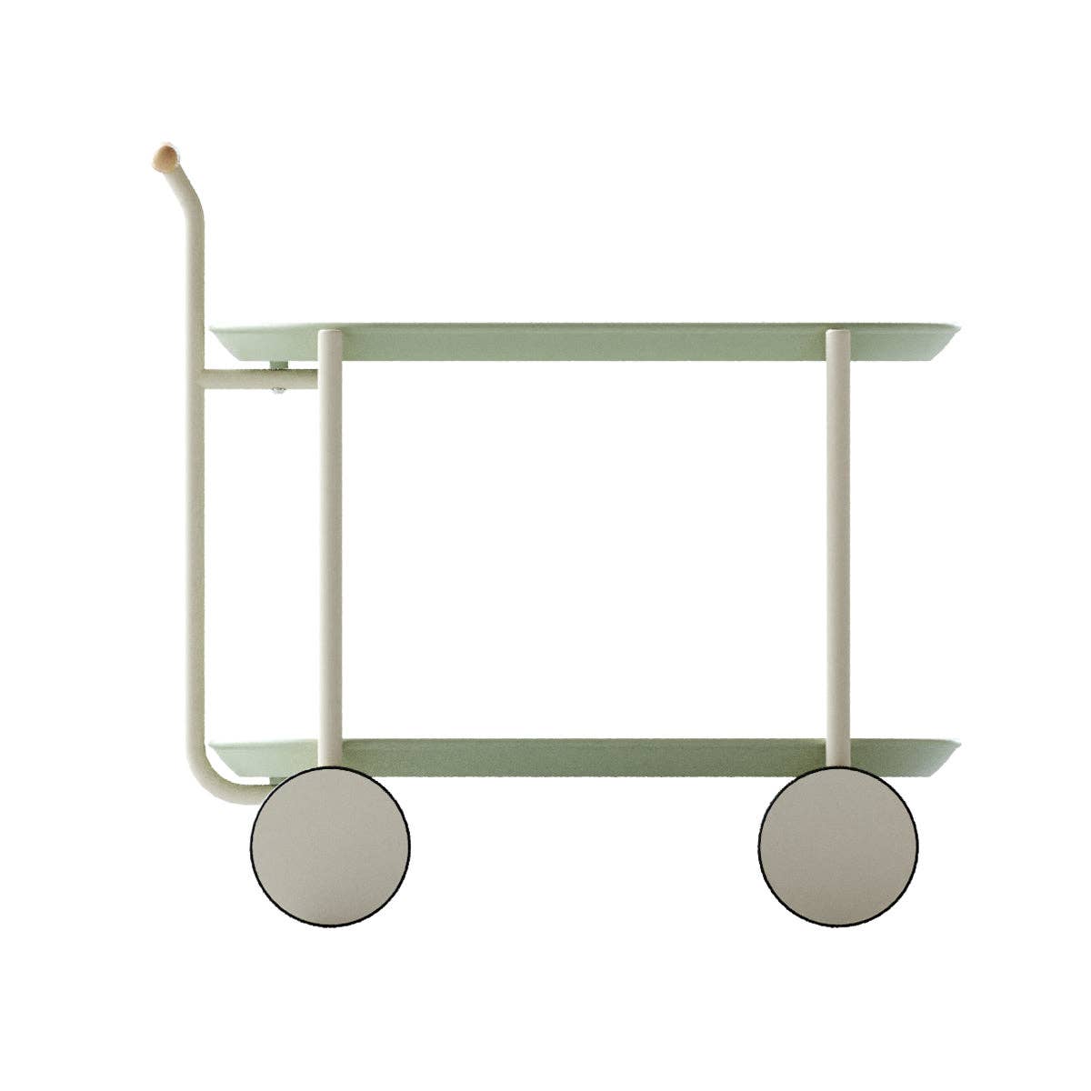 39F Inc. - Wholesale Bar Cart - Green Nordic Moon Storage Cart - Mobile Double Shelf4