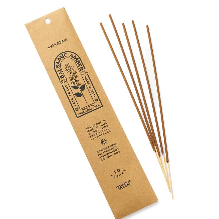 Matr Boomie Fair Trade - Wholesale Incense - Balsamic Amber Incense - 10 sticks, low smoke