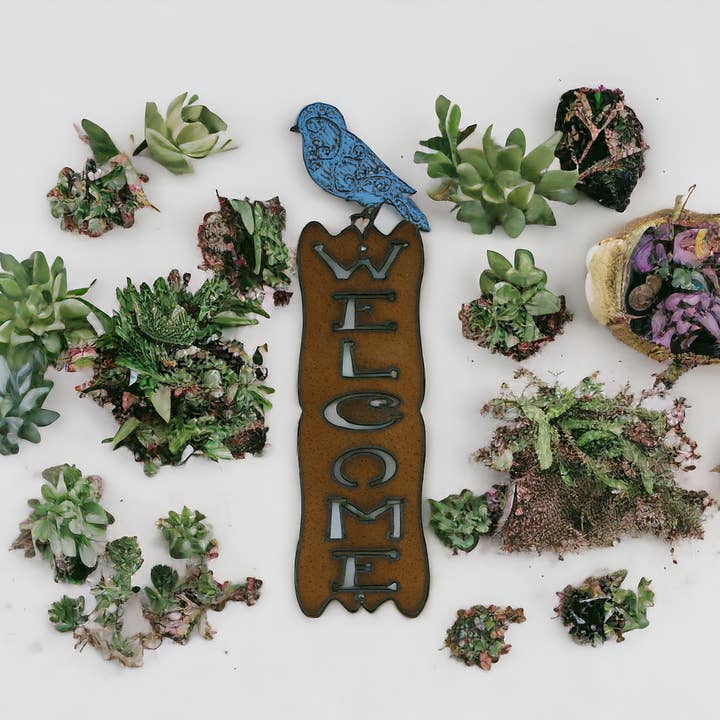 Panneau de bienvenue pour oiseaux, jardin, printemps, amoureux de la nature, durable, États-Unis pour la vente par Whimsies