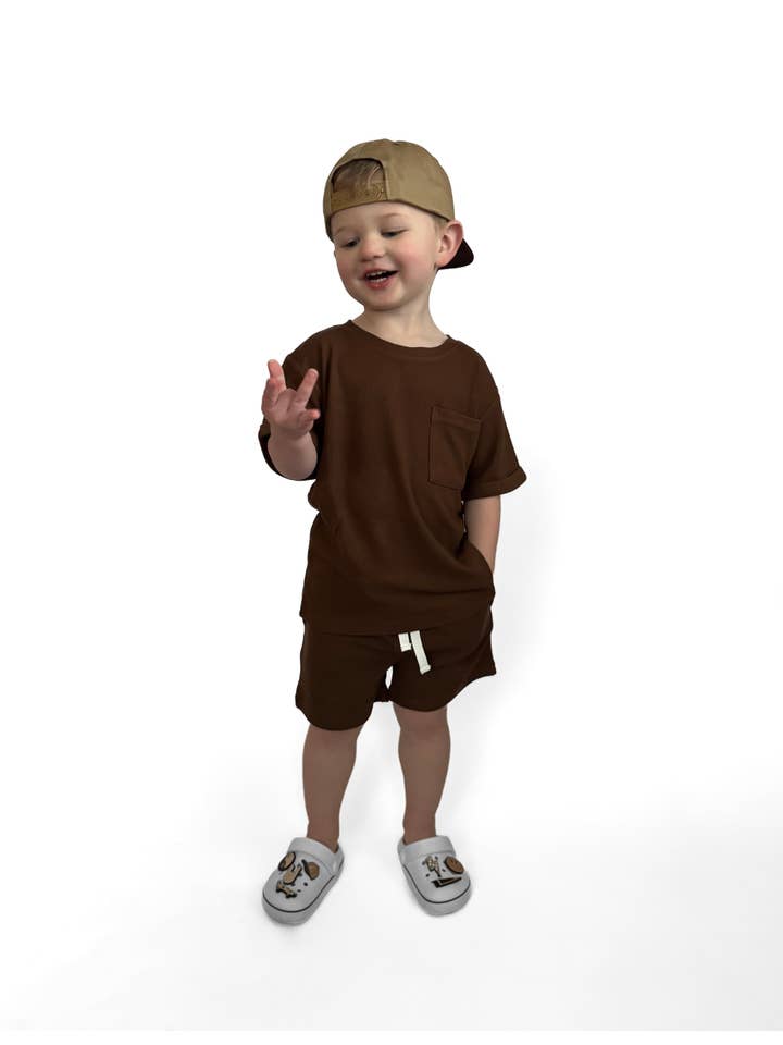 Remi + Rae Co. - Wholesale Shorts - Kids - BAMBOO WAFFLE SHORTS - UMBER6