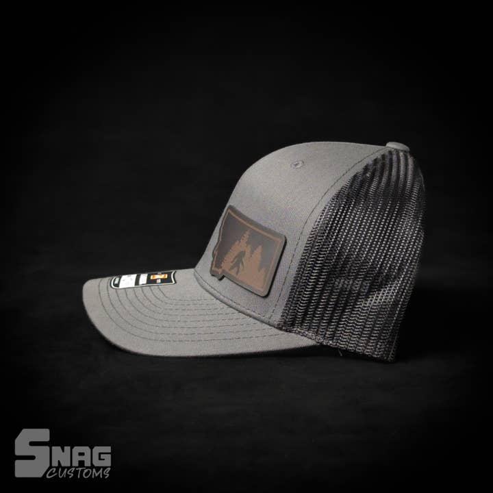Snag Customs - Wholesale Trucker Hat - Unisex - Montana Sasquatch, Yeti, Bigfoot Leather Patch Hat10