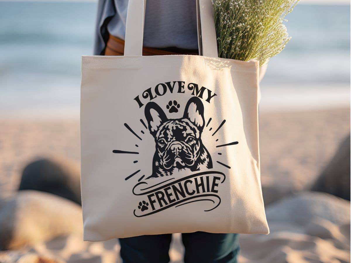 Sister Ray - Wholesale Tote Bag - Women's - I Love My Frenchie French Bulldog Canvas Tote Bag0
