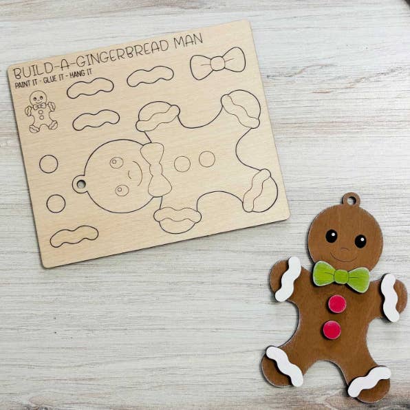 DIY Gingerbread Man Ornament Kit DIY CHRISTMAS CRAFT KIT for wholesale by Reclaimed Woodworks Home Decor