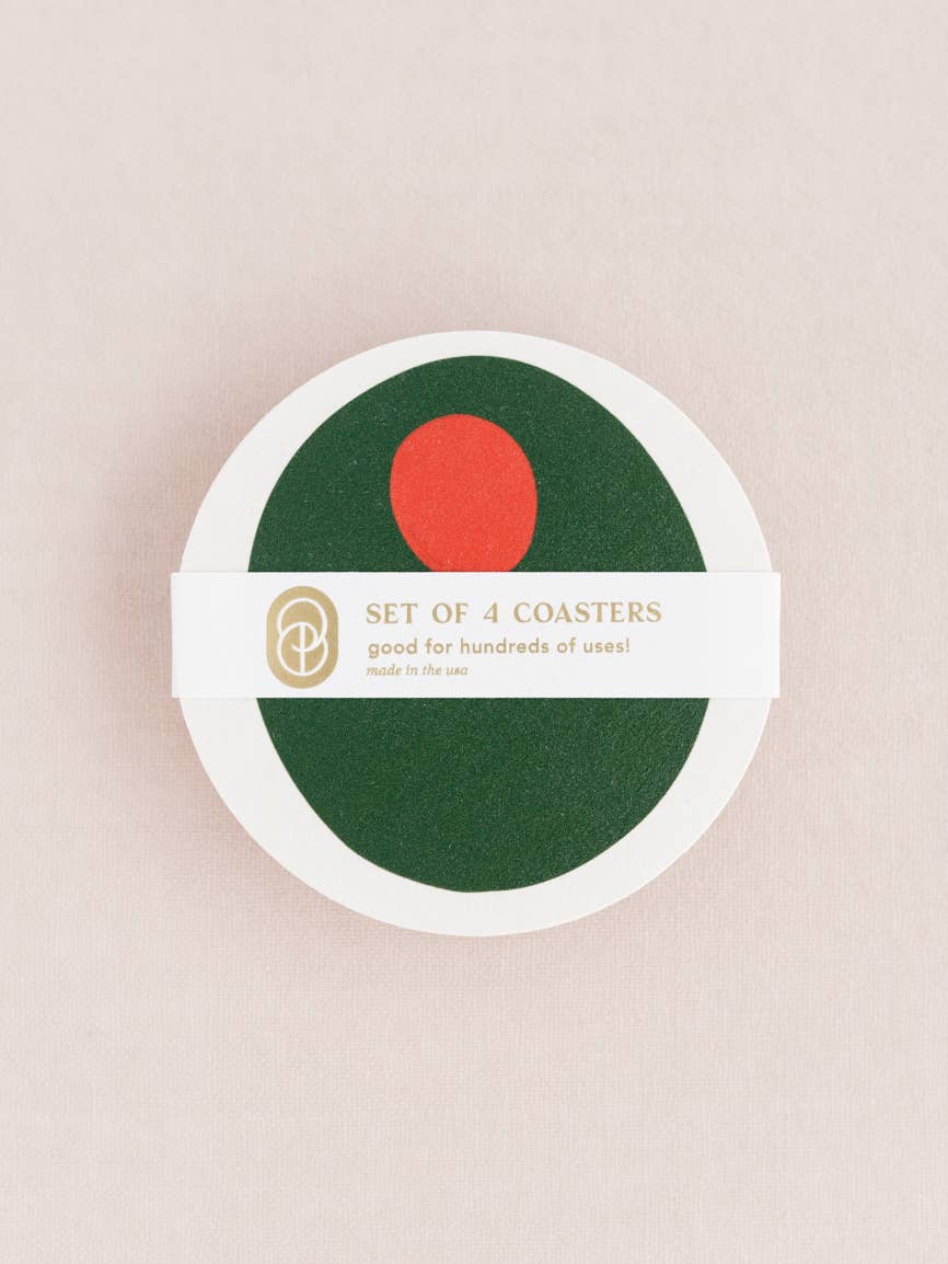 One & Only Paper - Wholesale Coasters - Pimento Olive Coasters | Set of Four1