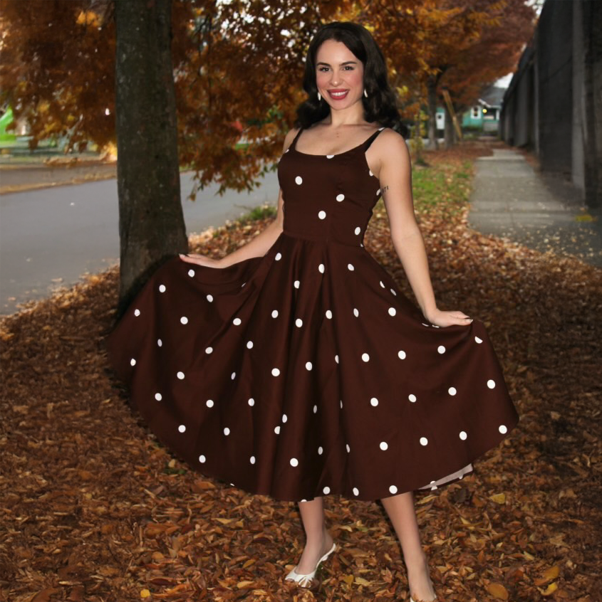 Tatyana Clothing - Vente Robe – femme - Robe midi Peggy évasée inspirée rétro26
