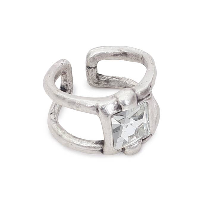 Chanour - Venta al por mayor Anillos solitarios - Anillo de Latón con Cristal Transparente Hecho a Mano - 69061