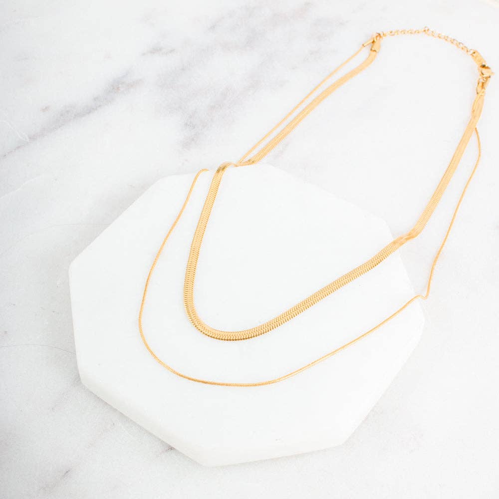 Pretty Simple - Wholesale Link & Chain Necklace - Brooke Layered Chain Necklace WATERPROOF Wholesale3