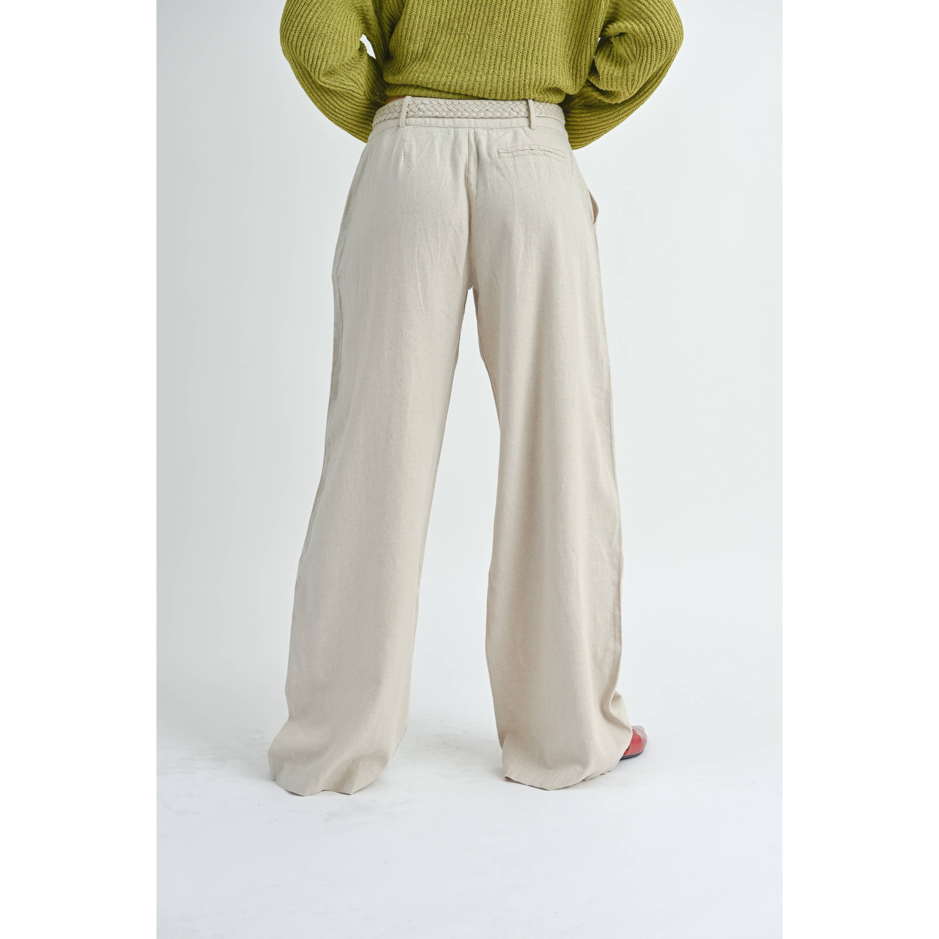 Peace Love Line – Großhandel Hose – Damen – PL1807 - LANGE LEINENHOSE MIT TASCHEN2