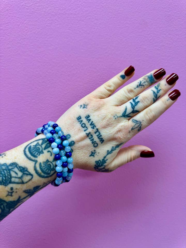 Natural Speak Your Truth Combination Bracelet 6mm for wholesale by Luxury House of Crystals