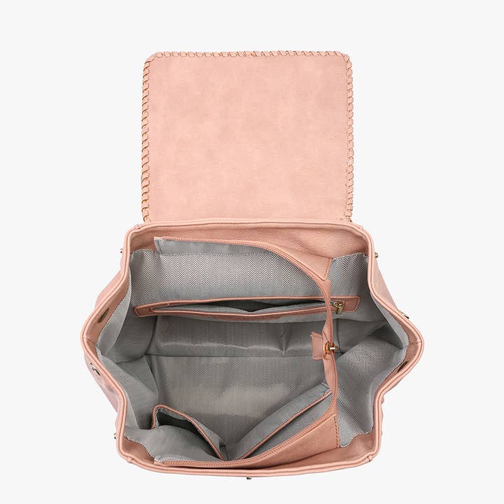 Jen & Co. - Wholesale Backpack - Women's - BP2427DN Olive Denim Studded Whipstitch Backpack3