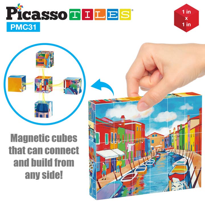 PicassoTiles - Wholesale Puzzle - Kids - PicassoTiles 1" Magnetic Puzzle Cubes World Famous Paintings