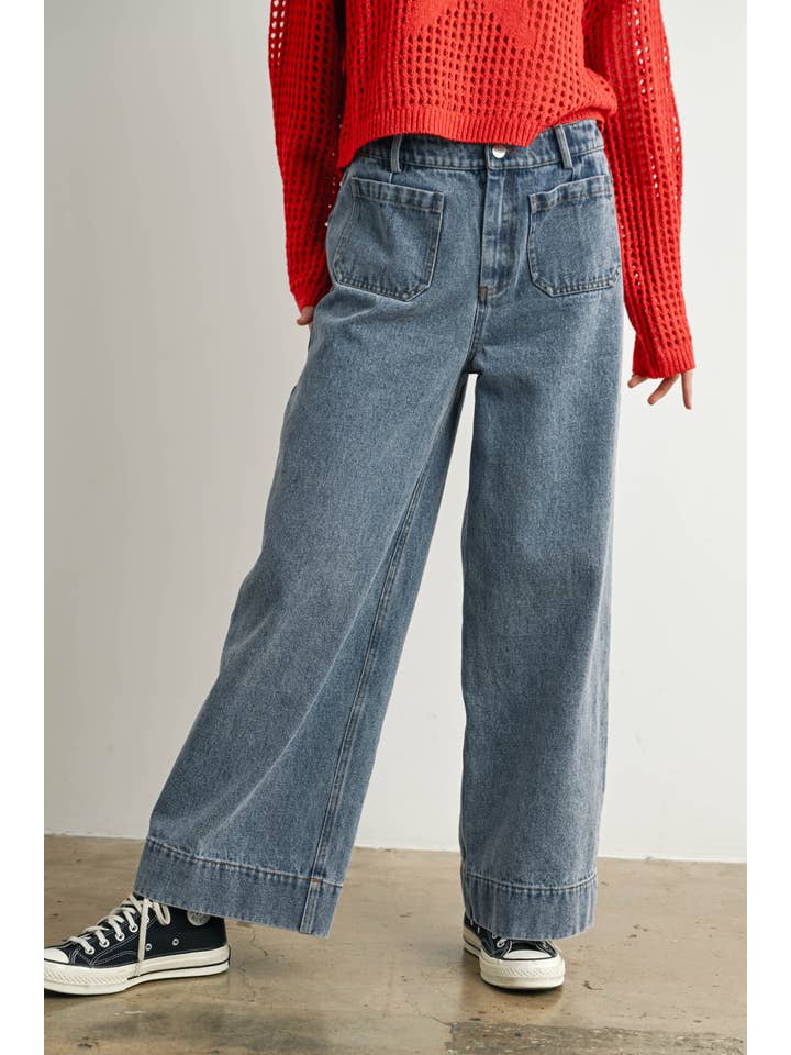 BUTTERMELON - Wholesale Jeans - Women's - Wide-Leg Denim Jeans - BMP7720