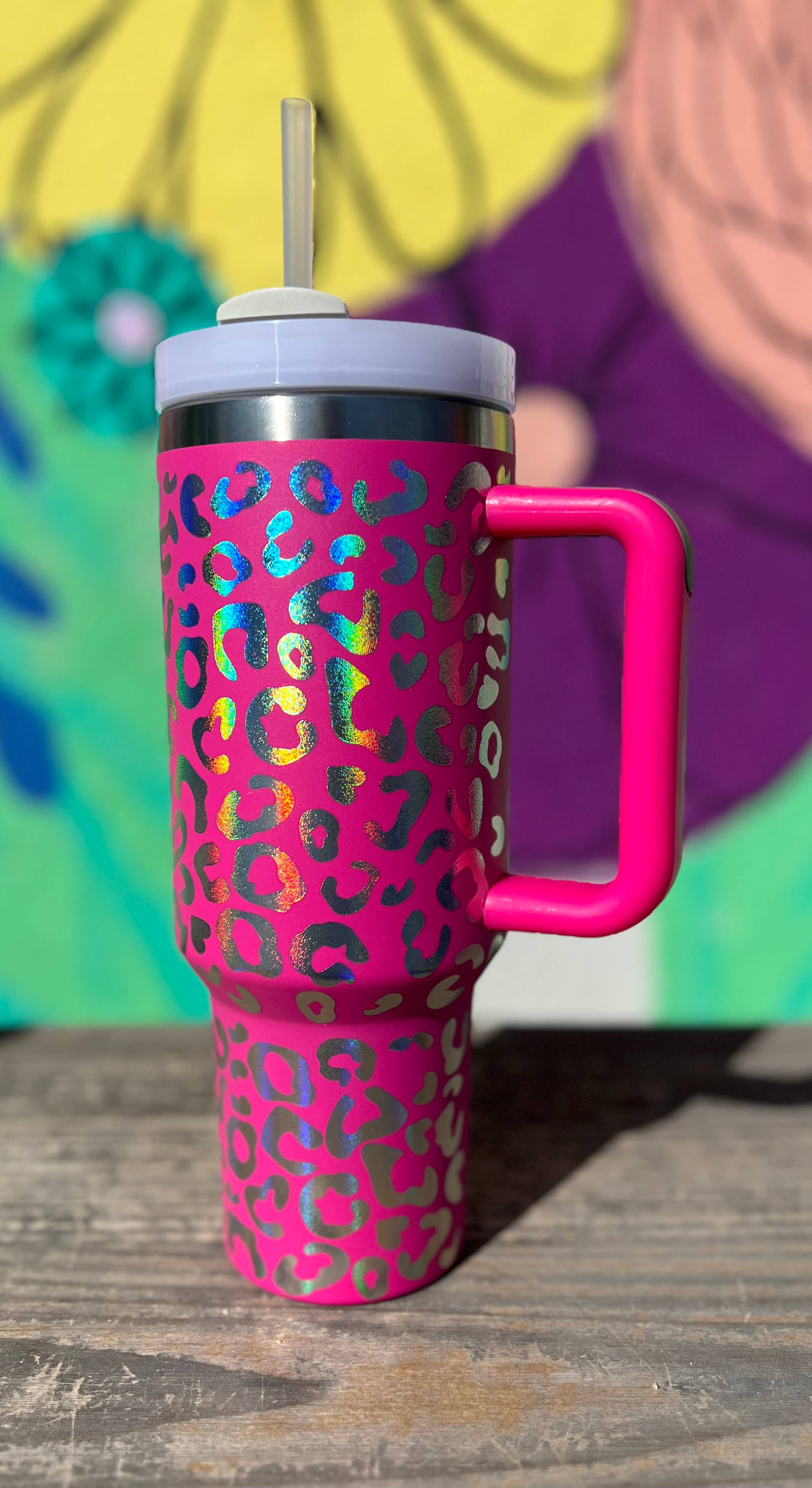 Briano Wholesale - Vente Gourde/bouteille isotherme - Gobelets holographiques Leopard 40 oz2