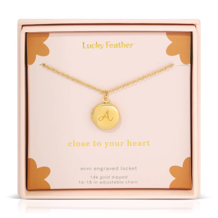 Lucky Feather - Venta al por mayor Collar con medallón - Mini medallón grabado - A