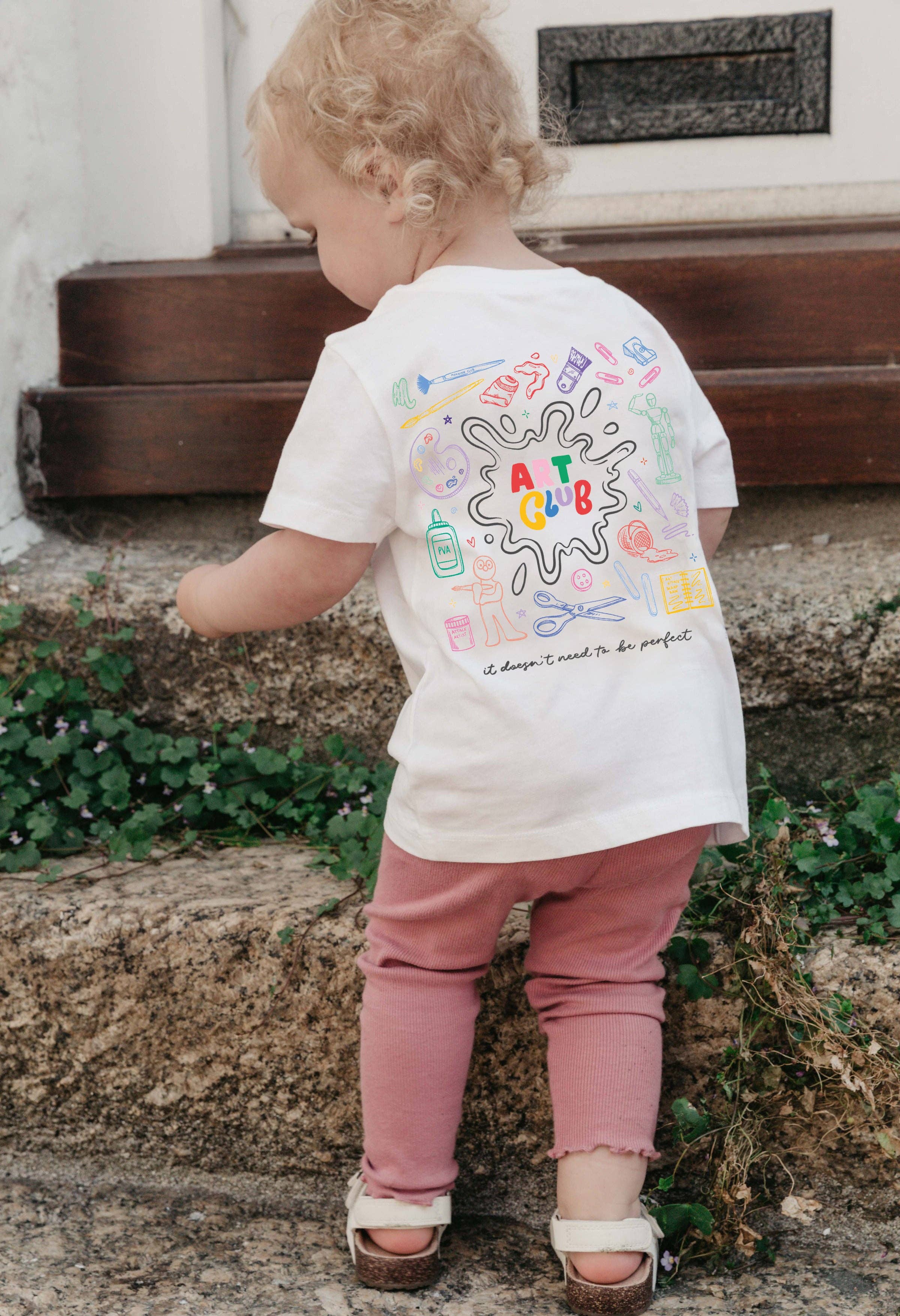 Morning Club Clothing – T-shirts estampadas – Criança por atacado – T-shirt Infantil de Algodão Orgânico do Clube de Arte0