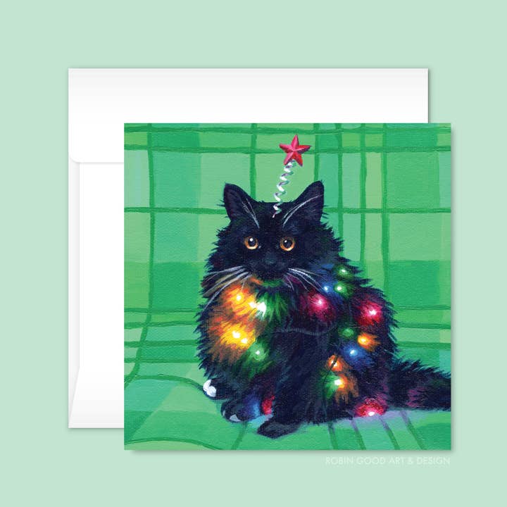 Tree Kitty Card for wholesale by Robin Good Art & Design