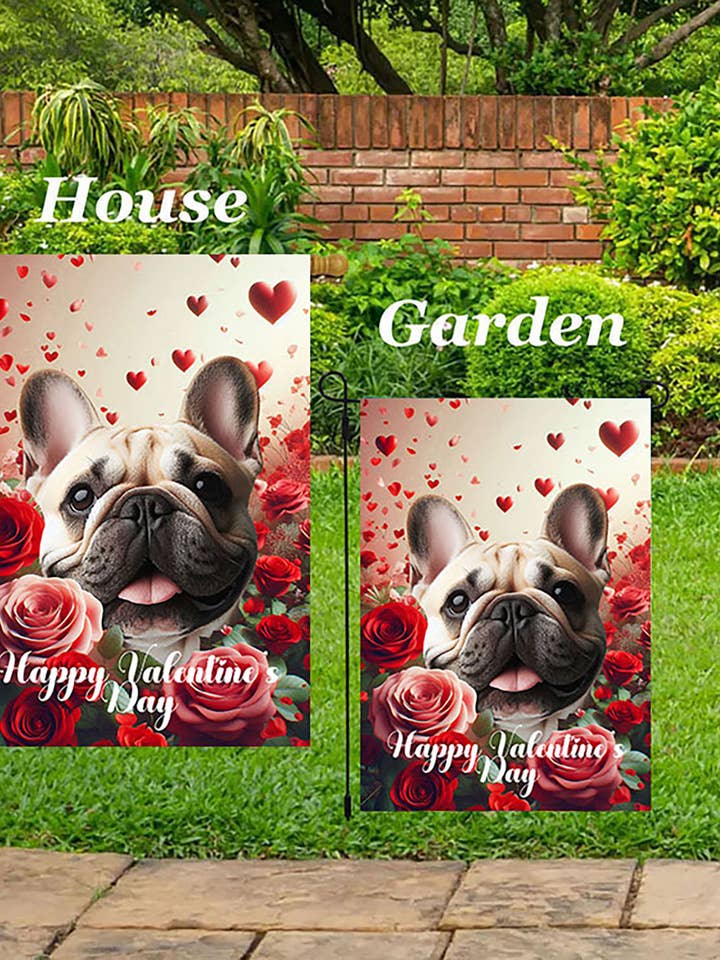 French Bulldog Cream - Valentine House Flag for wholesale by Best of Breed Products