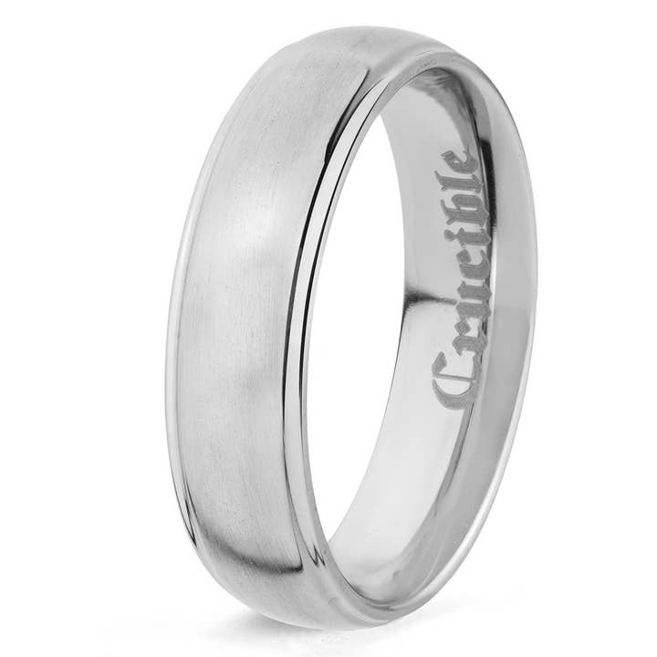 Brushed and Grooved Titanium Ring (6mm) for wholesale by West Coast Jewelry