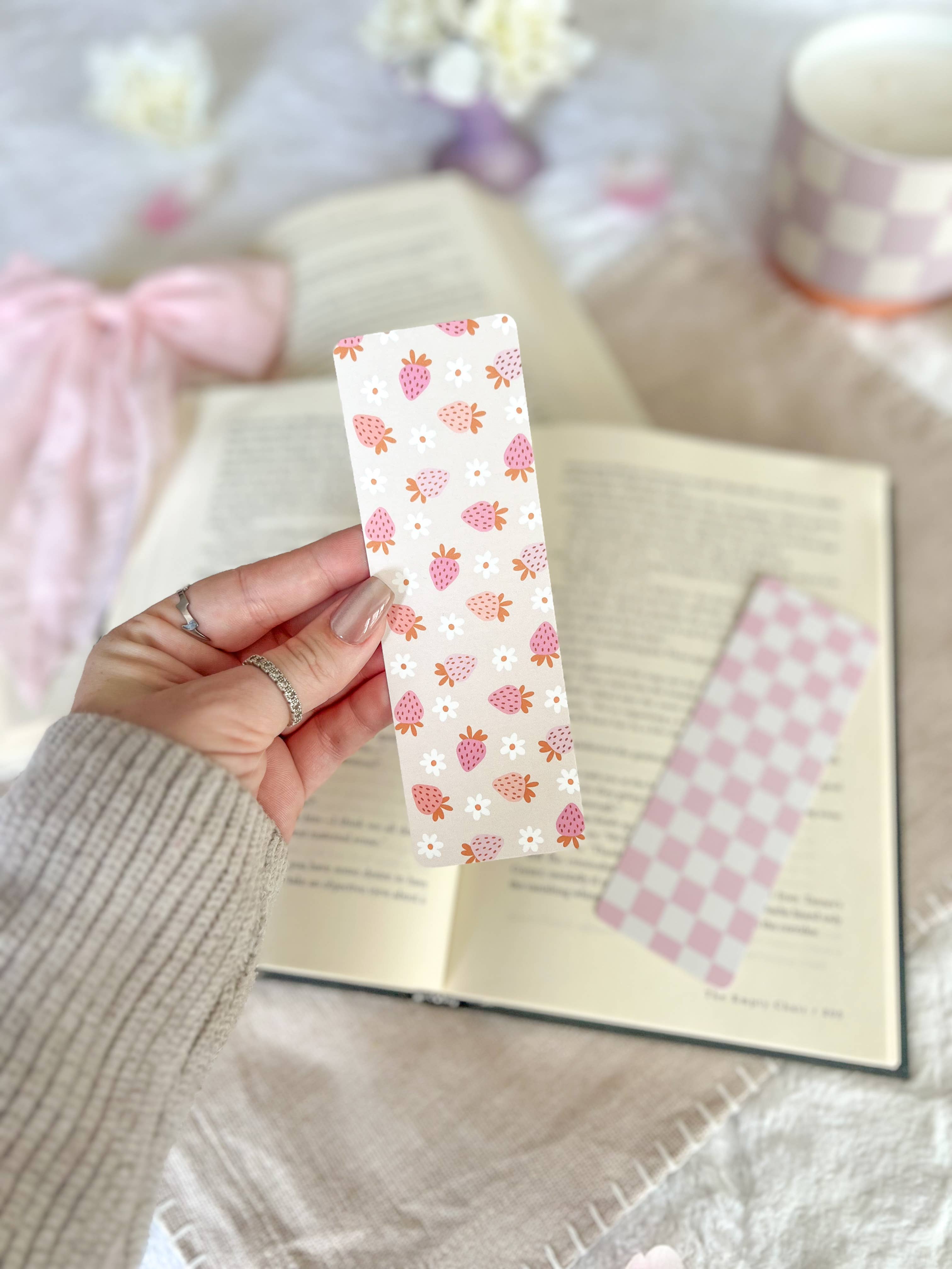Little Turkey Shoppe - Wholesale Bookmark - Strawberry Checkered Bookmarks, Spring Collection0