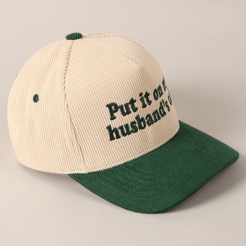 Fashion City - Wholesale Baseball Cap - Unisex - Put it on my husband's tab Two-Tone Corduroy Cap15