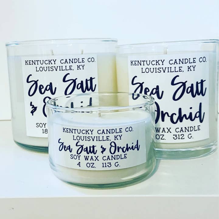 Zeezout en orchidee voor wholesale door Kentucky Candle Co.