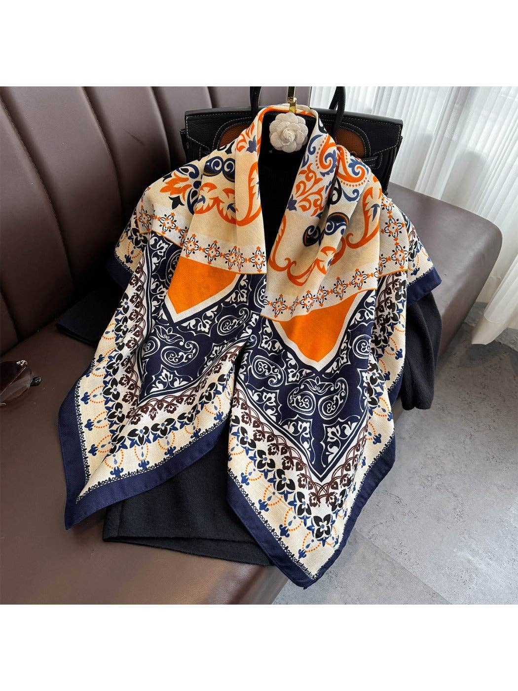 Funkyrel® Atzbranding Limited - Wholesale Scarf - Women's - Scarvii - 35'' Vintage Boho Print Square Scarf - Chic & Classic5