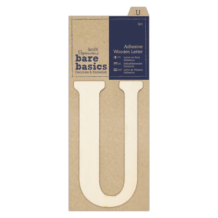Bare Basics - Adhesive Wooden Letter U (1pc) for wholesale by West Design Products