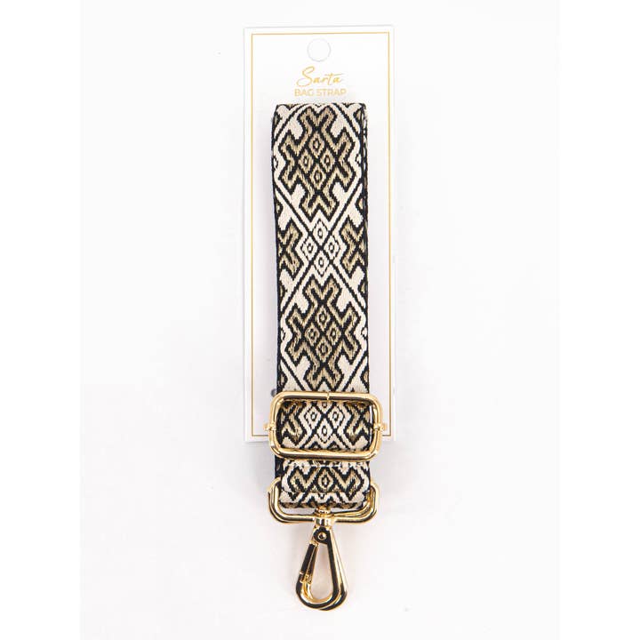 Sarta Accessories – Engroshandel Taskerem - Dame – Gerry Vævet Taskerem - Sort/Guld, Jacquard3