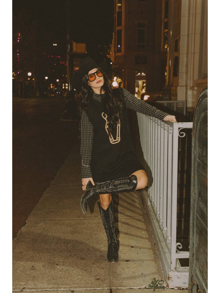 Rodeo Hippie - Wholesale Dress - Women's - MOD HORSE SWEATER DRESS IN BLACK (Pre-pack 2/2/2/1)3