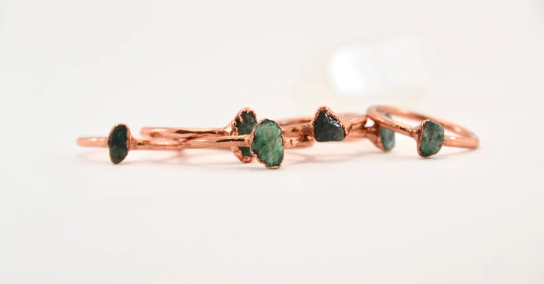 Daddy Daughter Jewelry – Anel de pedra única/solitário por atacado – Anel Esmeralda | Anel de pedra de nascimento de maio | Joias Birthstone3