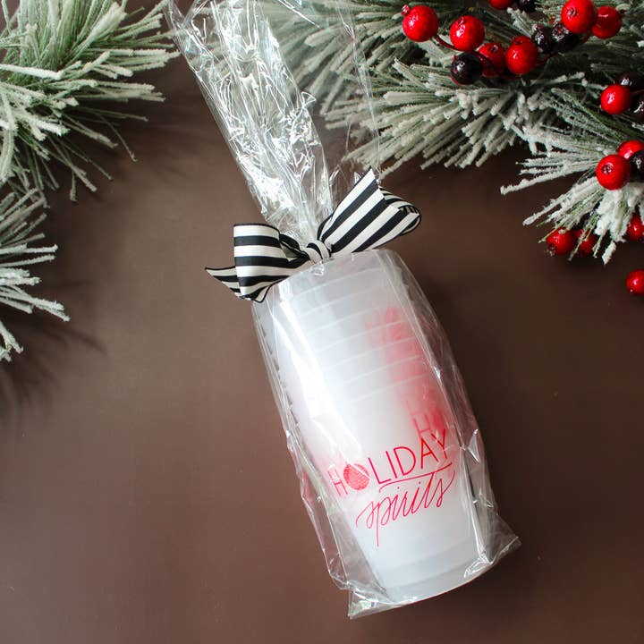 Birdie Mae Designs - Wholesale Disposable Cup - Holiday Spirits | Frosted Acrylic 16 oz Christmas Cups1