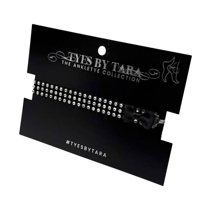 Vixen Ankletye | Sort Glitrende Rhinsten Mesh Ankelkæde for engroshandel hos Tyes By Tara