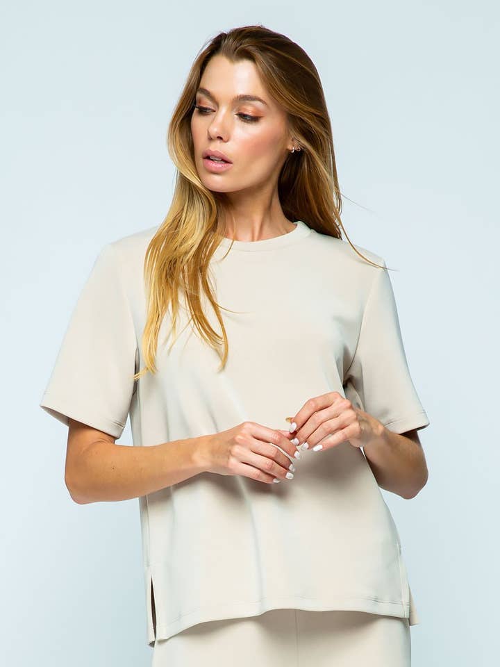 LIFE Premium Crew Neck Top with Side Slit for wholesale by Bloidy
