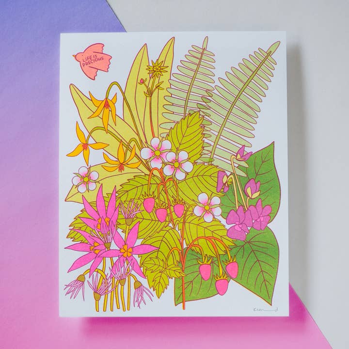 Life Is Precious - Spring Prairie Risograph Art Print for wholesale by Katie Blanchard Art + Works
