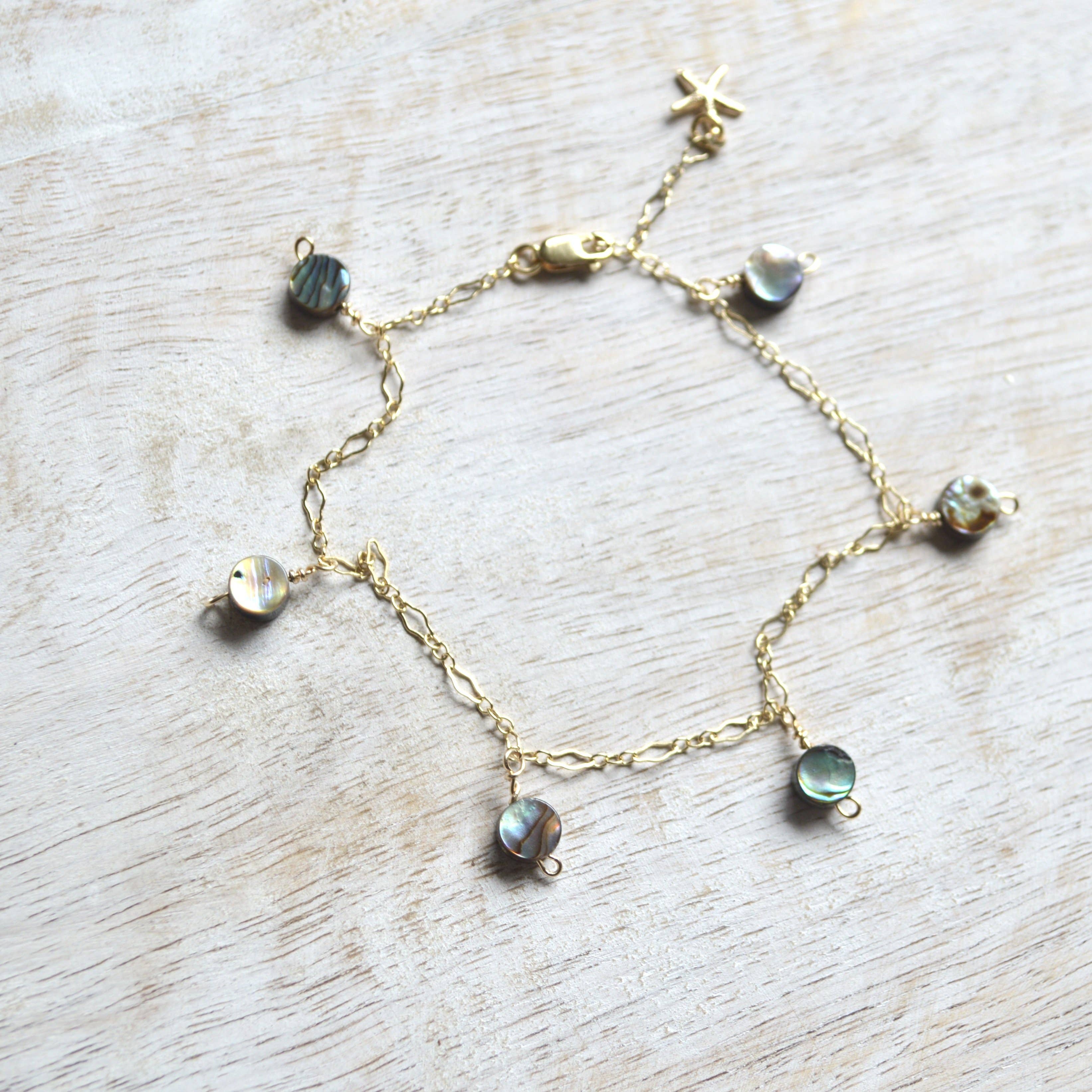 Salty But Sweet - Wholesale Charm/Dangle Bracelet - Abalone Shell Gold Chain Bracelet1