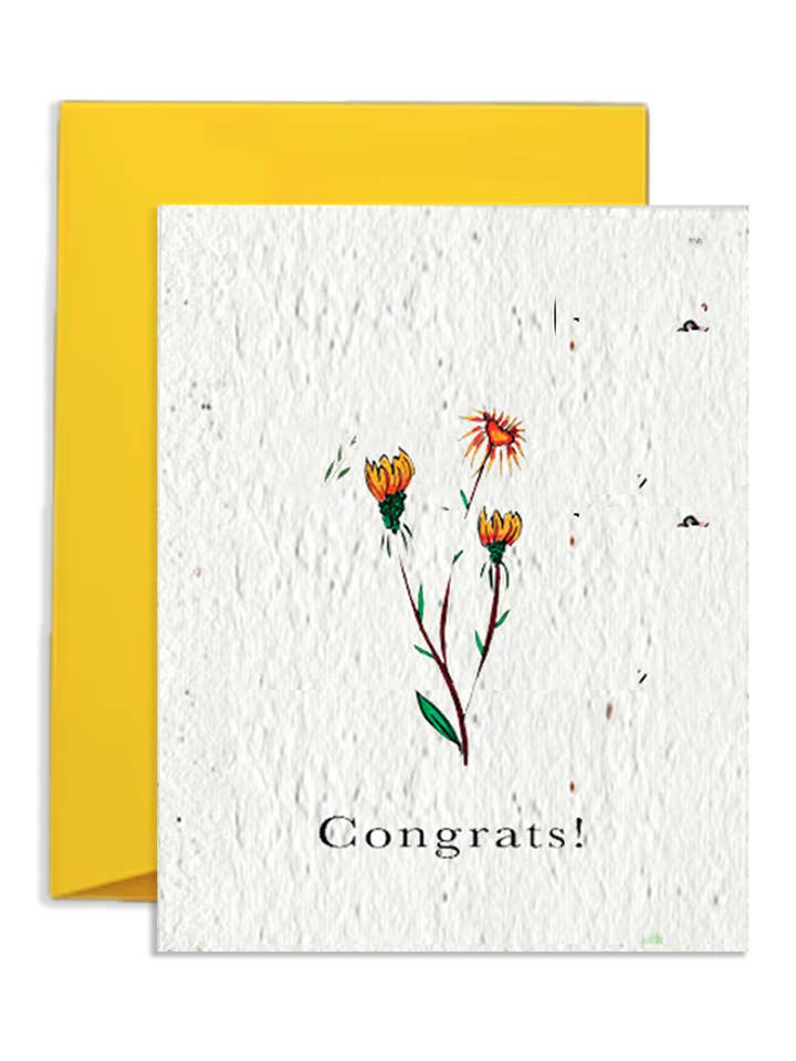 Congratulazioni! Biglietto di auguri in carta con semi di fiori selvatici per la vendita all'ingrosso da parte di Artsy Em