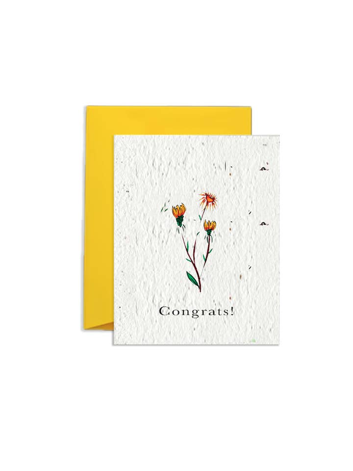Congrats! Wildflower Seed Paper Greeting Card for wholesale by Artsy Em
